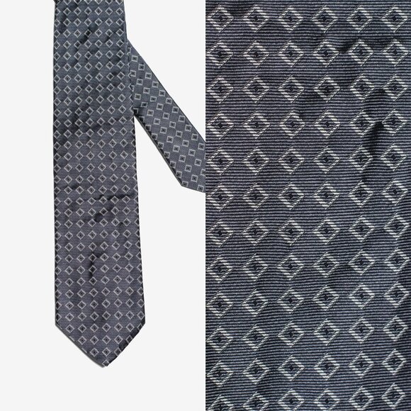 Tombolini Mens Silk Tie Made in Italy Geometric Grey - Picture 1 of 5